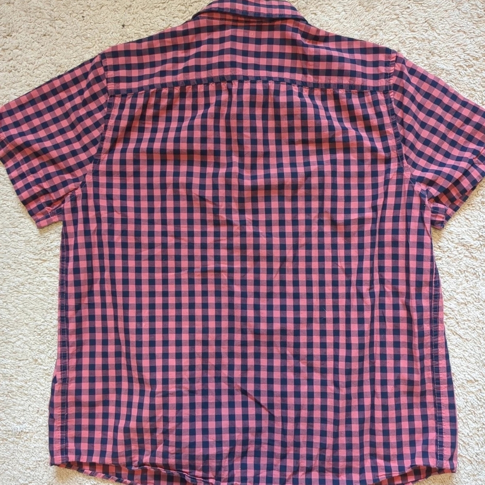 Perry Ellis Red and Navy Check Button-Down Shirt - Picture 4 of 5